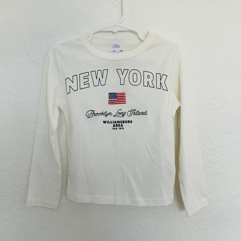 ZARA Kids 'New York' Long Sleeve Shirt 6/7Y NWOT